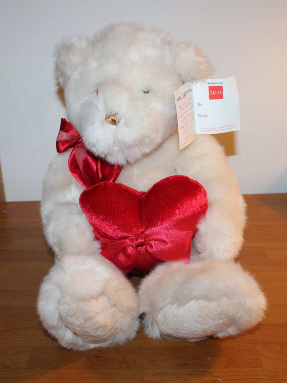 Vintage Gund Zales Brilliant Bear NWT Valentines Stuffed Teddy Red Heart & Bow